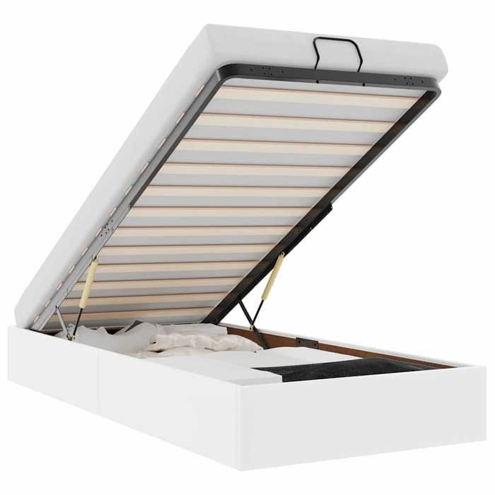 VidaXL Cadre de lit ottoman sans matelas blanc 100x200 cm similicuir, cadre de lit, cadre de lit rembourré, cadre de lit 3310785