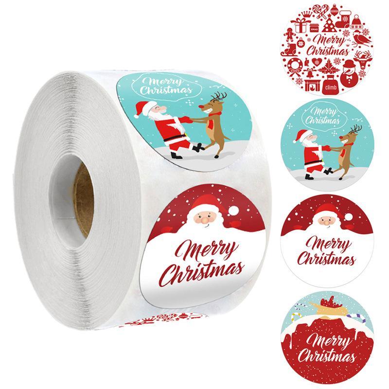 3.8cm Christmas Sticker Roll - Gift Box Sealing Labels for Holiday Decoration