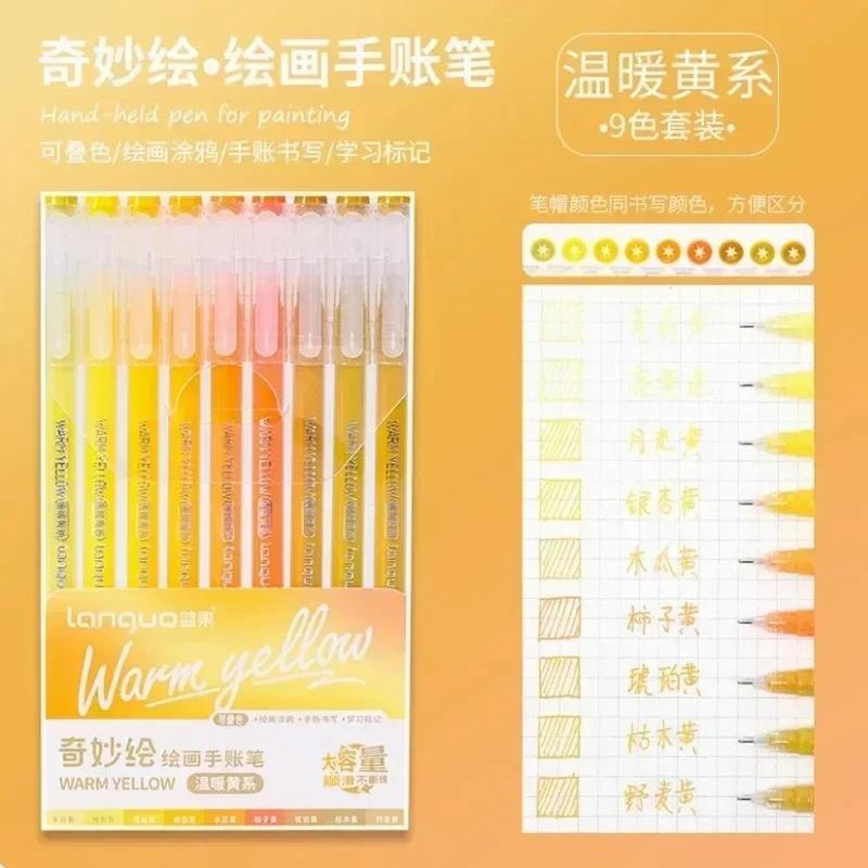LANGUO 90/6 Colors Glitter Acrylic Painting Gel Pen Set 1.0mm Large Capacity Writing Pen Stationery Office School Supplies