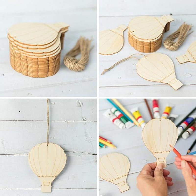 10Pcs Wooden Gingerbread Figurine Hollowed Out Unfinished Wooden Pieces Diy Wooden Christmas Tree Decoration Pendant