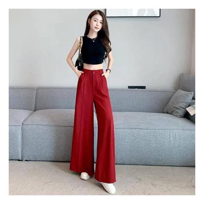 2024 Spring/Summer Women s Plus-Size Khaki Retro Wide-Leg Pants XL красный