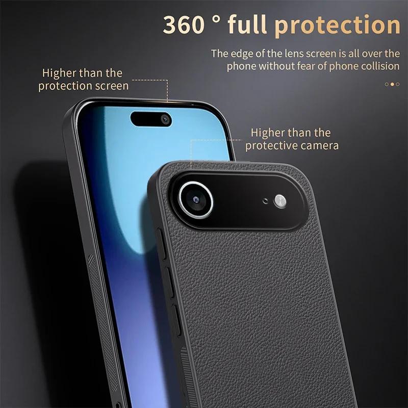 Car Magnetic Cover for Iphone 17 Pro Max 17 Air Luxury Leather Matte Soft Frame Protective Back Case for Iphone 17 16E 16Promax