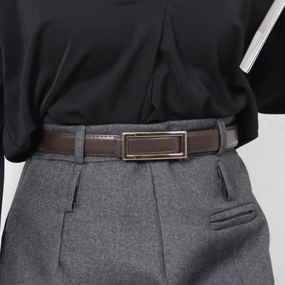 Women Fashion Faux Leather Belt Rectangle Buckle Waistband Solid Color Waist Belt for Pants