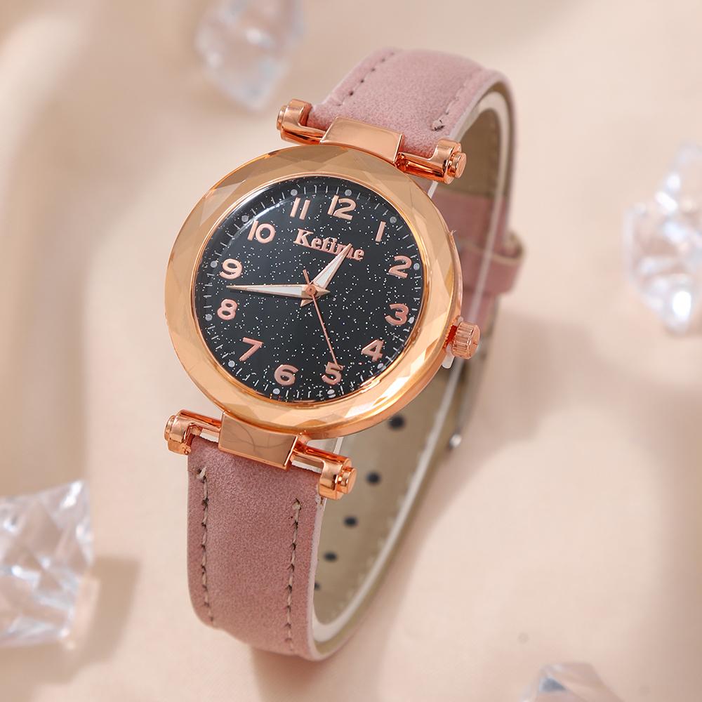 2pcs/set Women Watch Set Elegant Women PU Leather Quartz Watches Analog Fashion Wristwatch Sets Ideal Choice for Gifts.