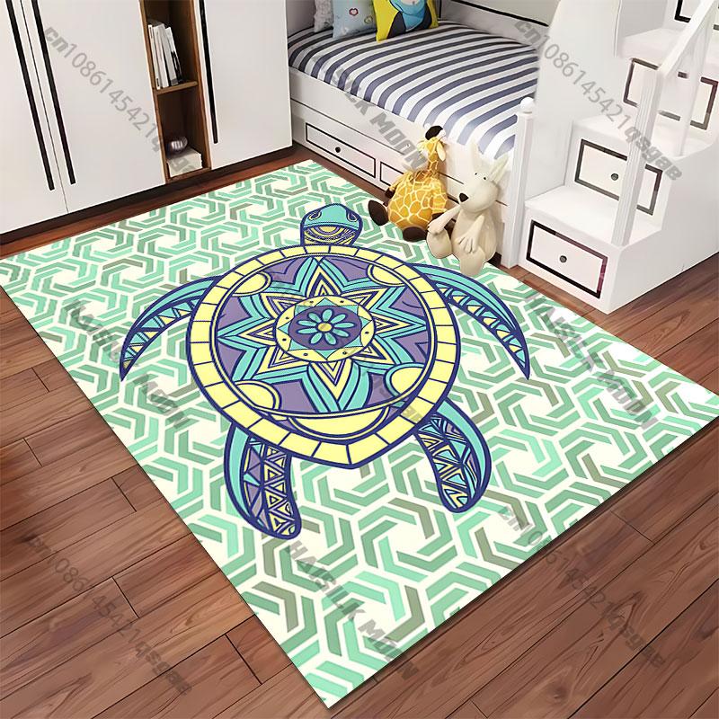 Bunter Teppich mit Schildkrötenmuster Yoga Wohnzimmer Raumdekoration Krabbeldecke für Kinder Fußmatte Teppich Spielmatte