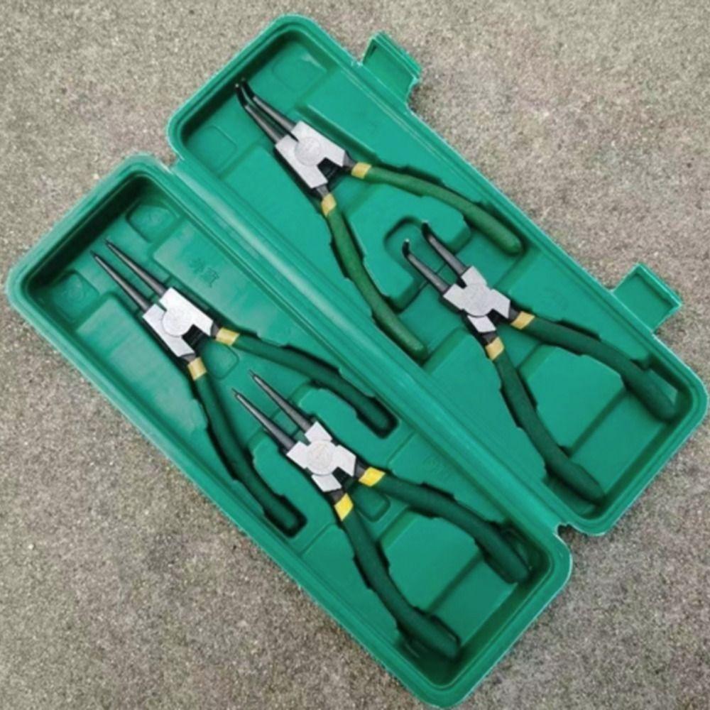 4pcs/set Sturdy Retaining Ring Plier 7 Inches Straight Bent Pliers Circlip Plier Set Furniture