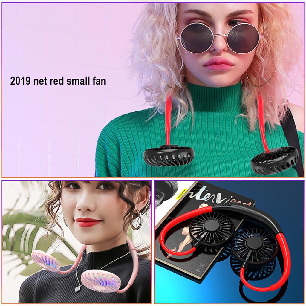 USB LED Light Rechargeable Neckband Lazy Neck Hanging Style   Fan