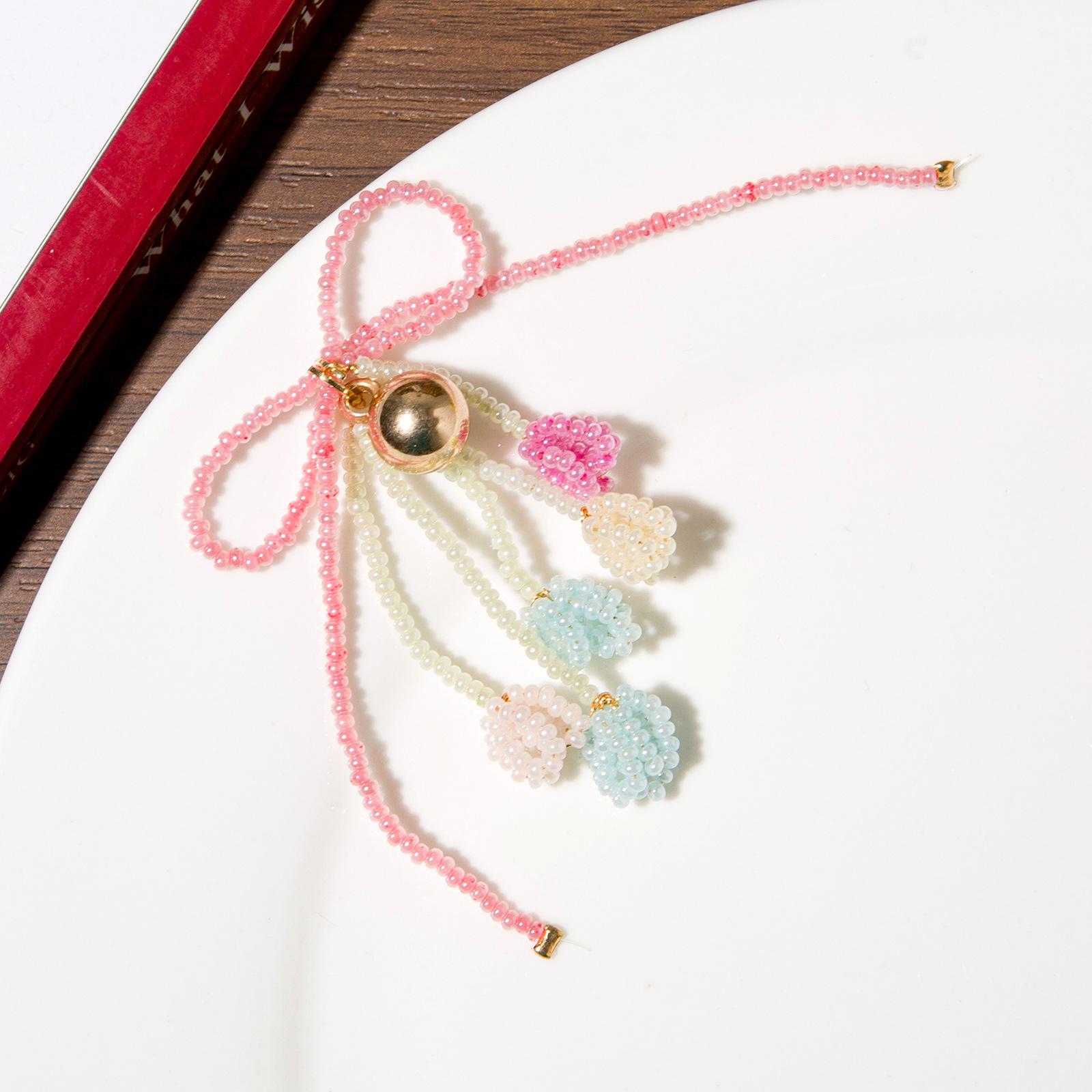 

Colorful Tulip Tassel Bow Hair Clip - Handmade Weaving Ornament