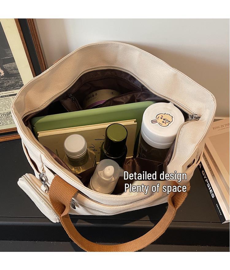 Versatile Women's Large Canvas Tote - Fashionable Mother-Child Casual Shoulder Bag for School & Commute