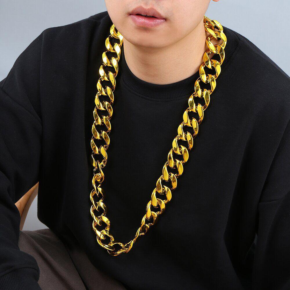 Exaggerated Gold-Plated Thick Hip Hop Chain Necklace - Performance Prop Accessory