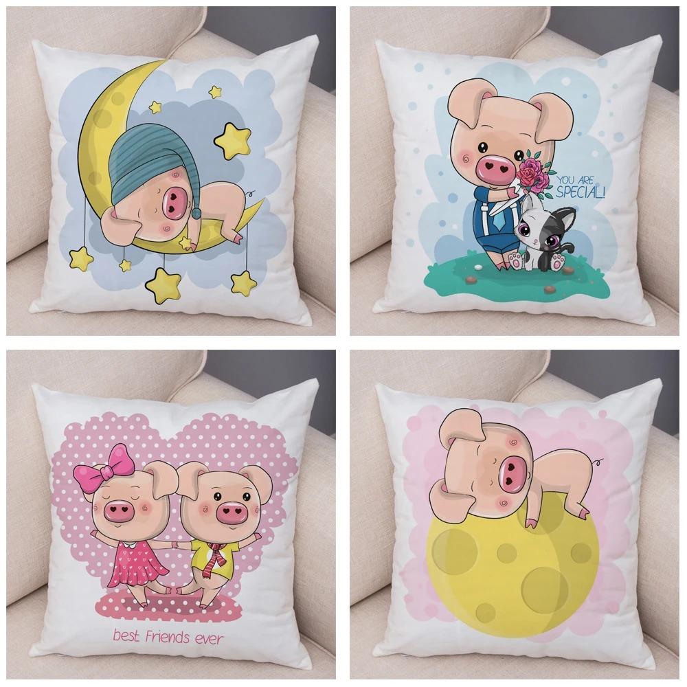 Büro Wohnzimmer Zuhause Kissenbezug Cartoon Haustier Schwein Kissenbezug Auto Ornamente