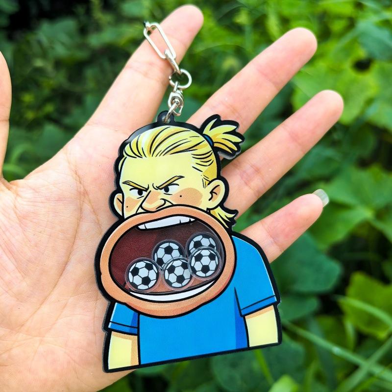 Llavero Haaland Bobblehead Divertido Colgante Estrella de Fútbol Mundial Muñeco de Dibujos Animados Regalo para Estudiante Accesorio