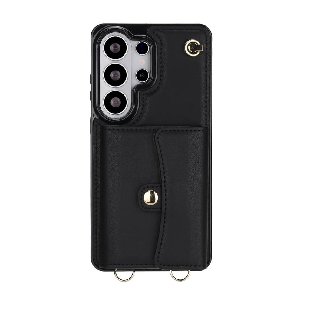 For Samsung Galaxy S26 Ultra S26 Plus S26 PU Leather Wallet Case Flip Cover Card Holder Kickstand Long Lanyard Shockproof Cover