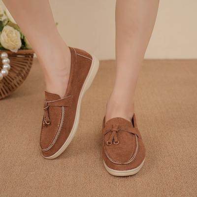 Summer Walk Loafers Women Flat Shoes Khaki Suede Leather Tassel Metal Lock Slip On Slippers Mules Driving Shoes Causal Moccasins