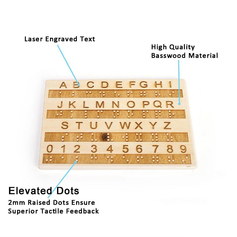Thickened Braille Alphabet Board Wooden Tactile Letter Number Panel  Blind Children Learning