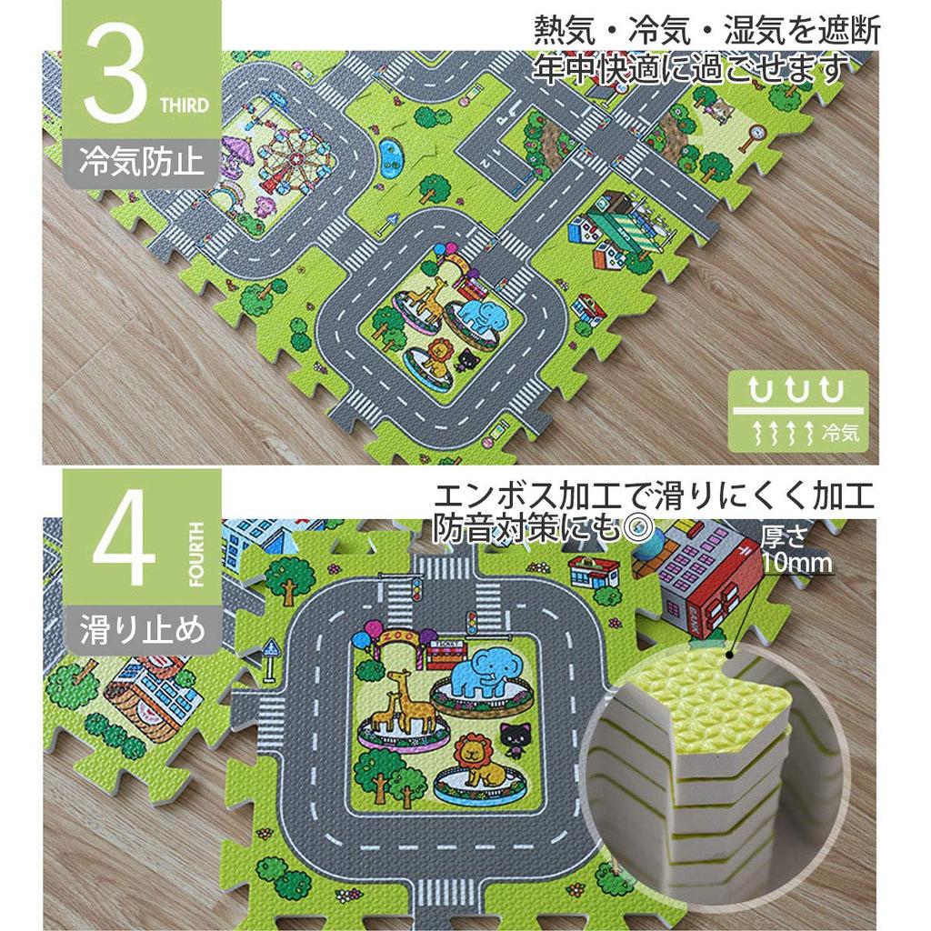 Iikuru Iikuru Play Road Jointed Puzzle Cushioned Play Nap (Iikuru) [Fun Play] Mat, Baby, Type, Thick, Waterproof, Kids' Mat, Large, Mat, Mat, Sheet,