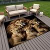 Flannel Printed Lion Family Rug Outdoor Indoor Garden Patio Mat Animal Theme Decorative Carpet Waterproof Anti Slip