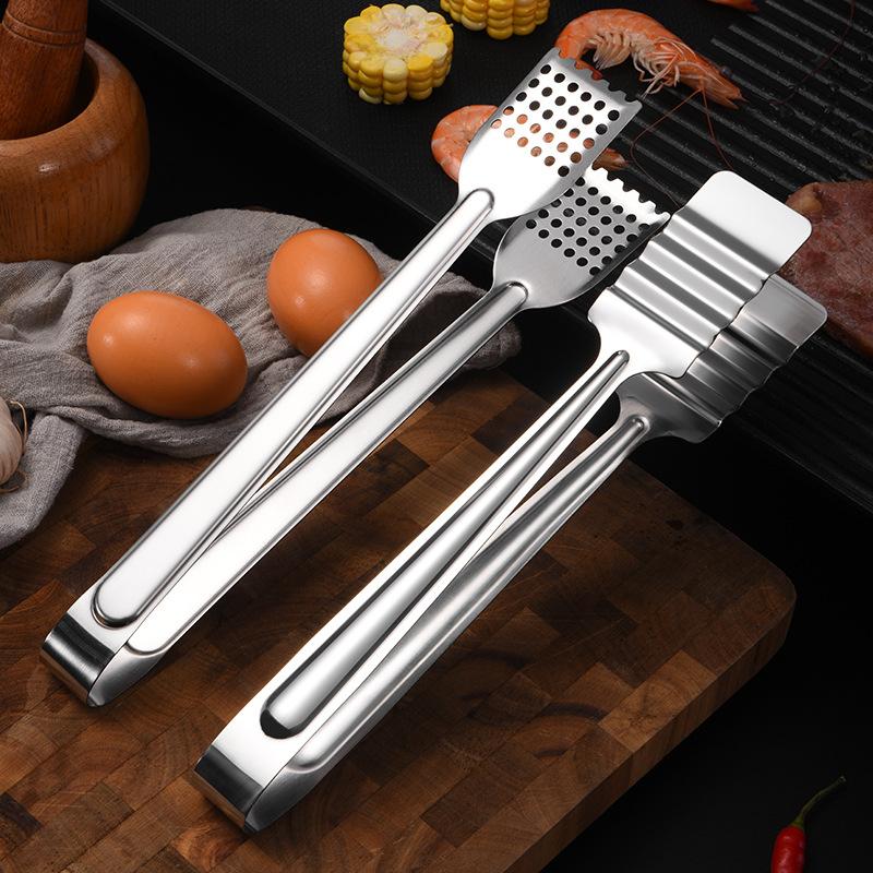1pc  Stainless Steel Food Tongs Barbecue Non-Slip Non-Stick Steak Clamp Cooking Tool BBQ Food Tongs Kitchen Accessories