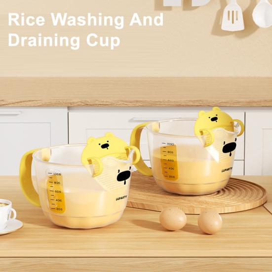 Tasse à mesurer Forme d'ours Fouet à œufs avec filtre PP de qualité alimentaire Tasse égouttoir Panier à riz et fruits Outils de lavage