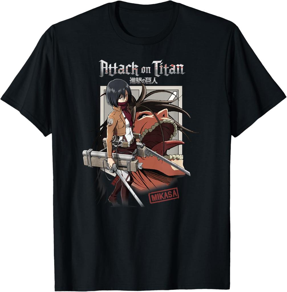 Attack On Titan Mikasa With Titan And Shield Anime Fashion Casual Funny Tshirt S6xl Summer