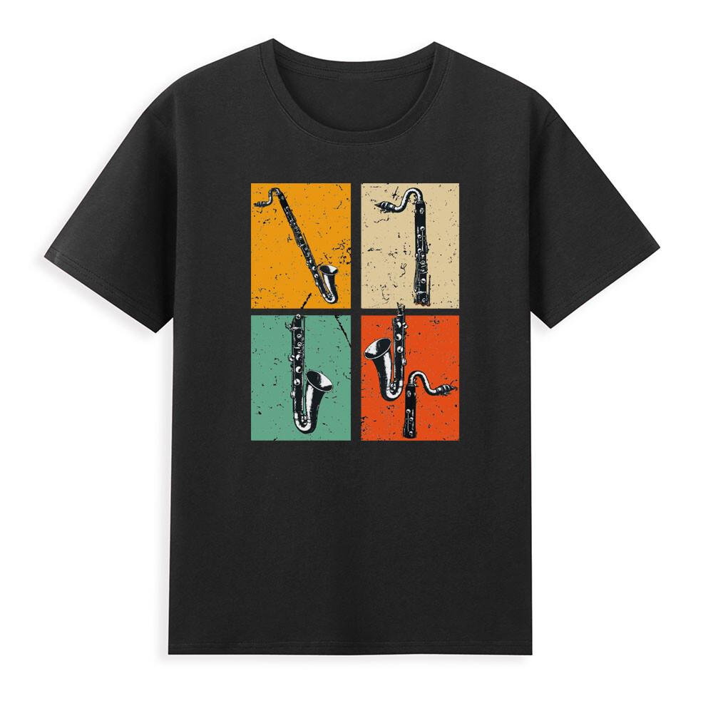 Marching Band Music Gift Retro Pop Art Bass Clarinet Funny Vintage Unisexs Tshirt S