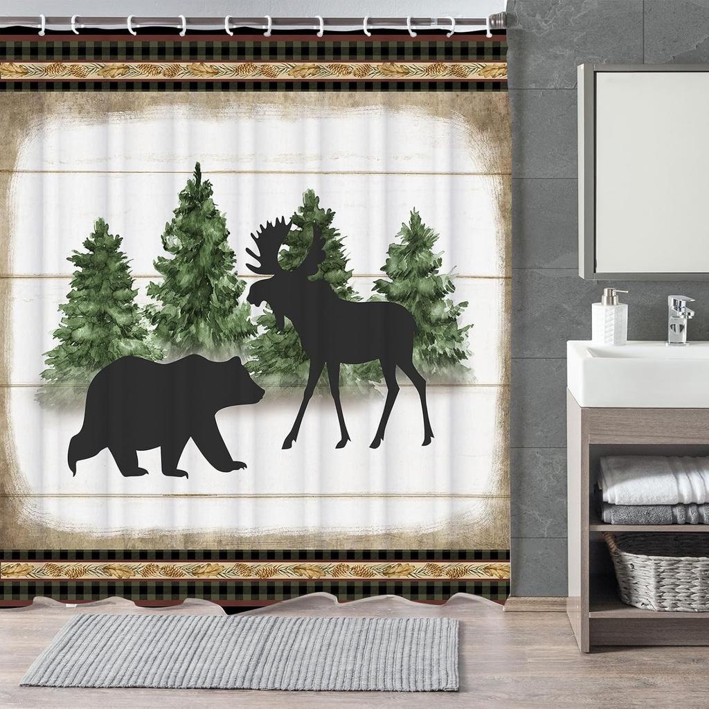 Funny Cat Shower Curtain,Cute Cat Teal Blue Sea OceanShower Curtain Set,Underwater Animal Fabric Shower Curtains for Bathroom