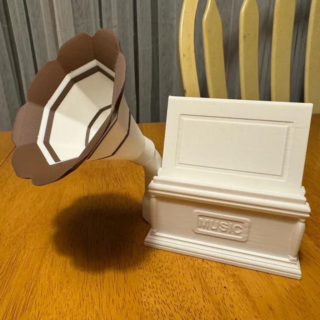 Stable Support Gramophone Style 2 Hole External Speaker Stand Easy Installation Vintaged Sound Desk Phone Stand