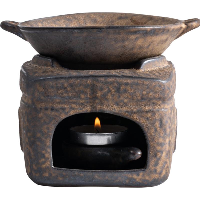 Aroma Burner with Candle Spoon Modern Fragrance Ceramic Ornament Aromatherapy Diffuser Wax Melt Cubes Candle Burner for Bedroom