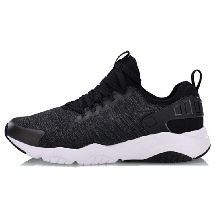 Li-Ning Comfortable Shock Absorbing Non-Slip Wear-Resistant Low-Top Running Shoes Men Sneakers White Black AGCN055-1