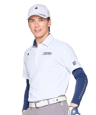 Coq Sportif Short Sleeve Shirt Standard with Inner Stretch Forcer Sweat Absorbent Quick Drying UV Protection Golf LG5STZ01M WH00 [Le Golf] Men's