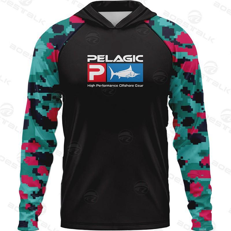 Pelagic Fishing Clothes Hooded Long-sleeved Round-shirt T-shirt Men Women s Shirts XXL