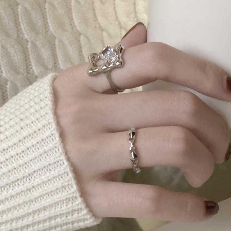 Trendy Minimalist Zircon Stone Ring For Women Fashionable Copper Design Adjustable Fit