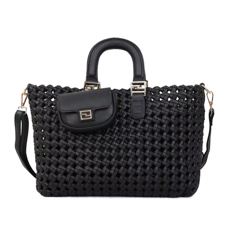 Summer Casual, Versatile Large-capacity Tote Handbag, Hand-woven Bag, Simple Three-piece Set, Single-shoulder Crossbody Bag