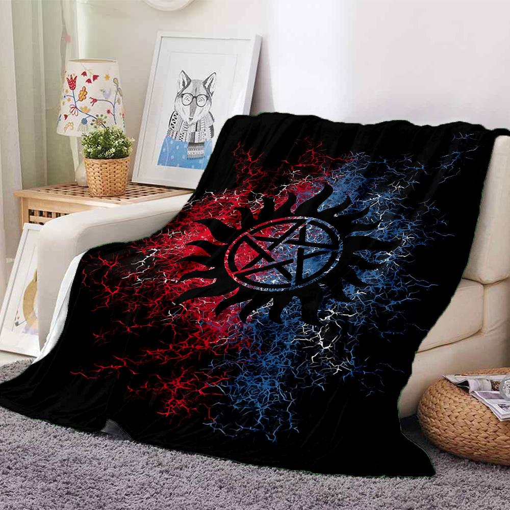 1pc Supernatural Symbols Blanket, Lightweight Flannel Throw Blanket for Sofa, Bed, Travel, Camping, Living Room, Office, Couch, Chair, and Bed