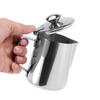 Praktischer Edelstahl-Milchaufschäumer mit Deckel Espresso Kaffee Cappuccino Milch Sahne Tasse Aufschäumkrug