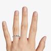 Huitan Round Thin Rings with Blue/White CZ Stone for Women Simple Stylish Accessories Daily Wear Exquisite Girls Rings Jewelry