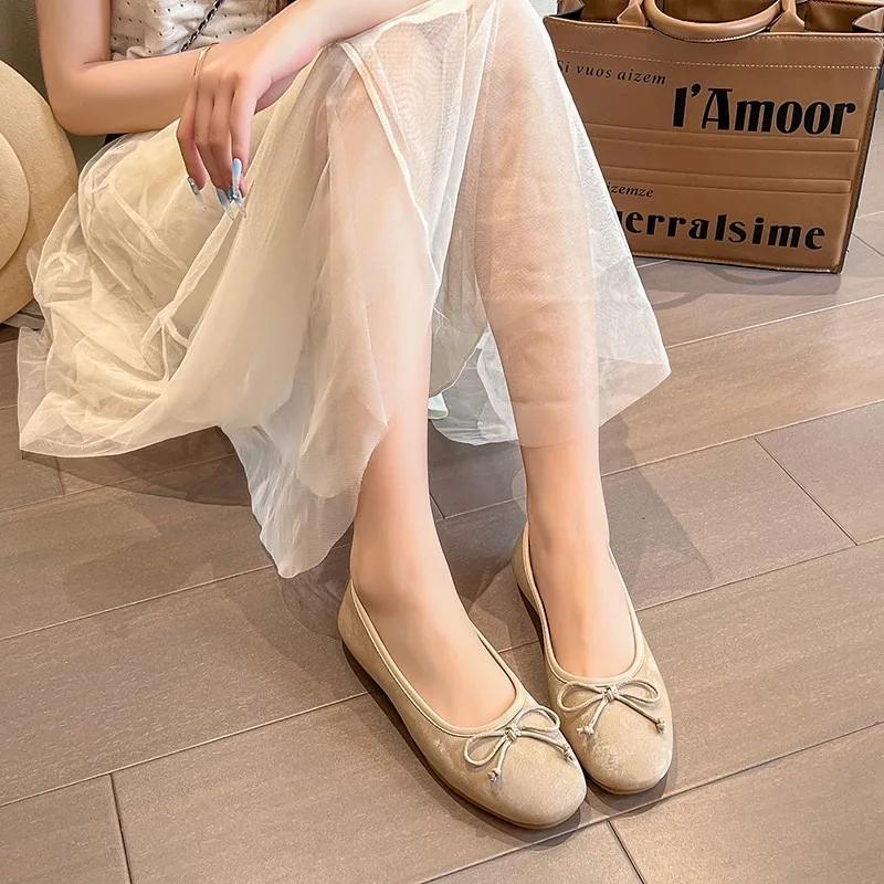 

Fashion 2025 Hot Sale Ladies Shoes Shallow Women s Flats Fashion Butterfly-knot Daily Round Toe Soft Bottom Best Seller Flat Low Heels 40