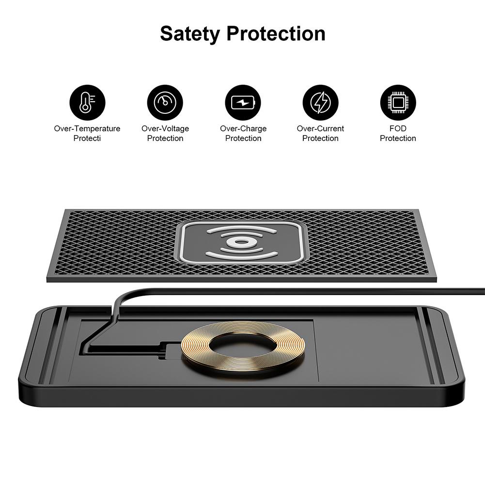 Type-C Car Wireless Charger 15W Intelligent Automatic Sensing Non-Slip Rubber Fast Charging Pad For Huawei Apple F8Y0
