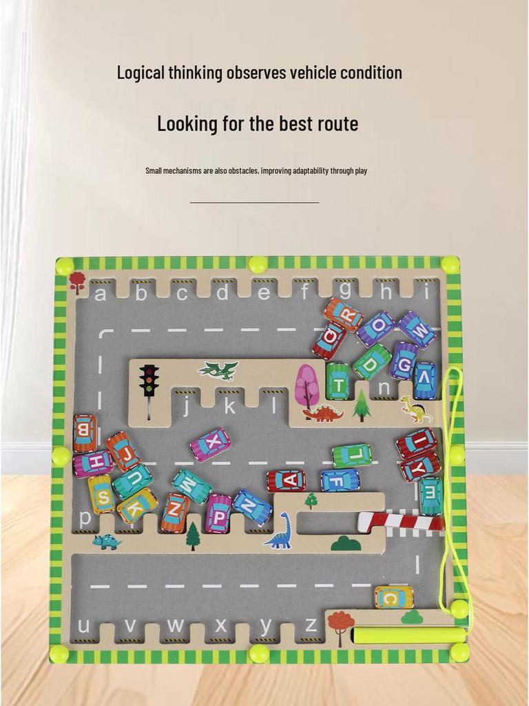 Kids' Wooden Parking Maze Marble Run Puzzle Toy