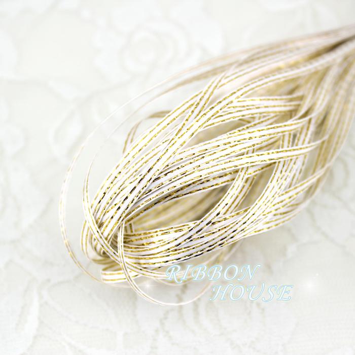 (25 yards/lot) Cream White Gold Ribbon high quality satin ribbons gift packaging