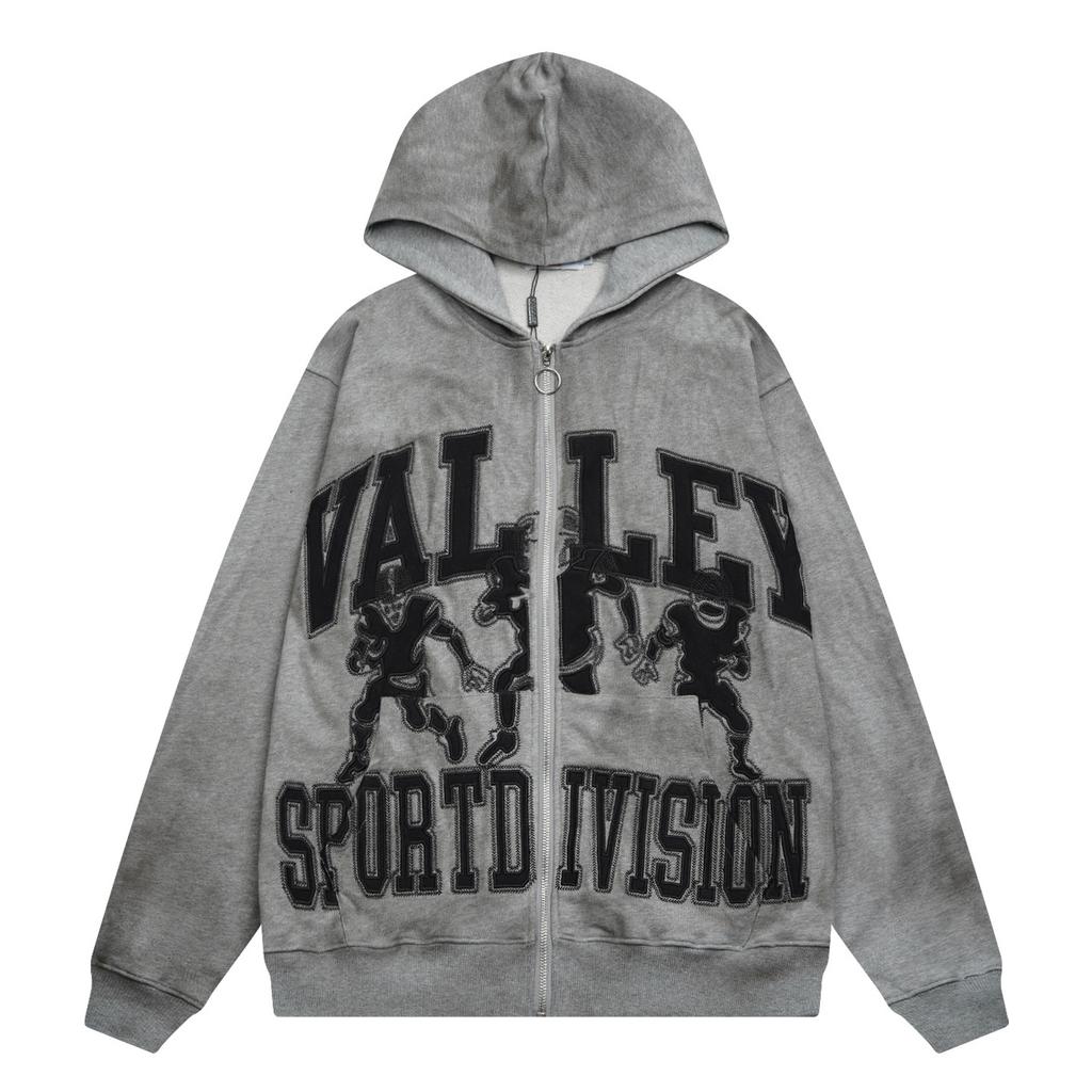 V123 Vale Forever VALLEY BLUZA ROZPINANA Z KAPTUREM Haftowana Modna Bluza Rozpinana na Zamek