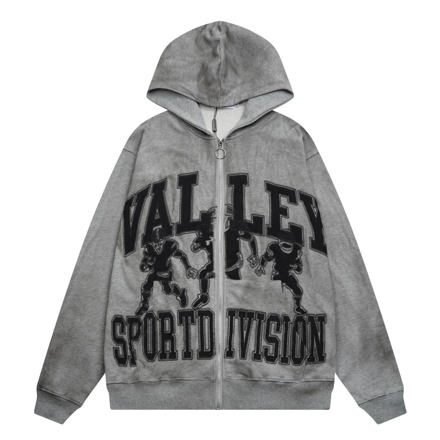 

V123 Vale Forever VALLEY ZIP UP HOODIE Embroidered Fashion Zipper Hoodie XL