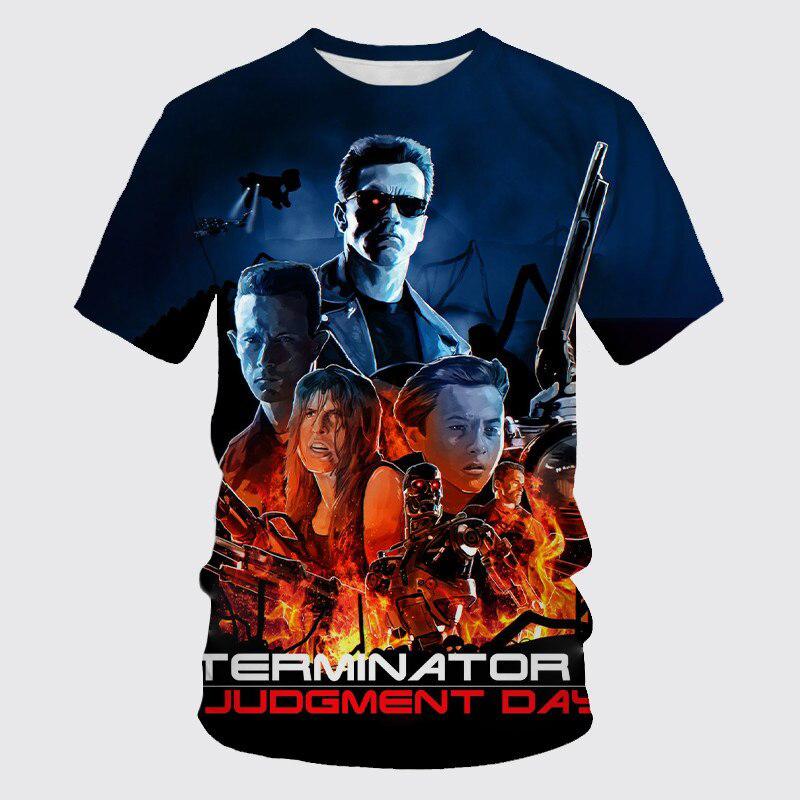 Terminator 3D Print TShirts Men Women Casual Fashion Streetwear Oversized Short Sleeve  Adult children's parent child Tshirt