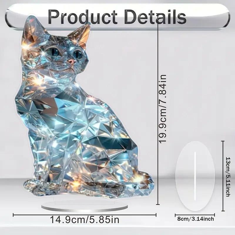 2D Colorful Animal Acrylic Ornaments Colorful Cat Figurine Decoration Kitten Standing Miniature Desktop Decoration For Home