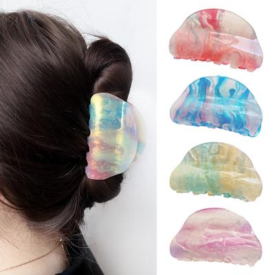 1PC Candy Colored Acrylic Grip Clip, Medium Size Semi-circular Shark Clip, Color Changing Little Fresh Girl Hair Accessory