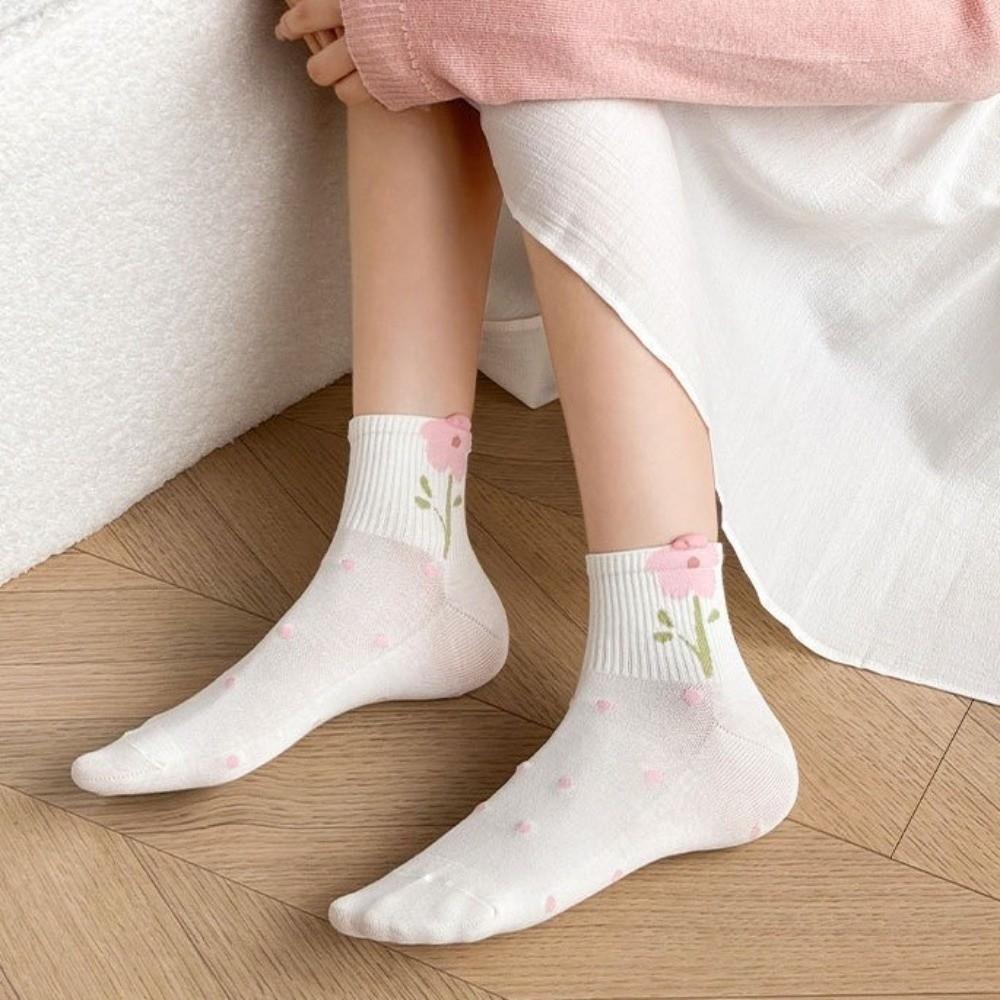 Sweet Short Tube Socks Cute Floral Socks Casual Japanese Women's Socks Ins
