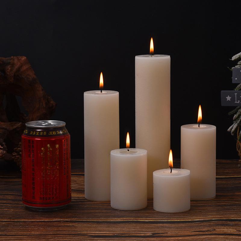 Classic Ivory Smokeless White Cylindrical Wedding Candles for Home and Restaurant Decor - Free Shipping