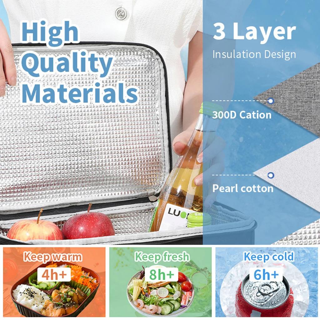 Capacity HandHeld With Shoulder Strap Insulated Bag Lunch Box Bag Student Thickened Waterproof Lunch Bag