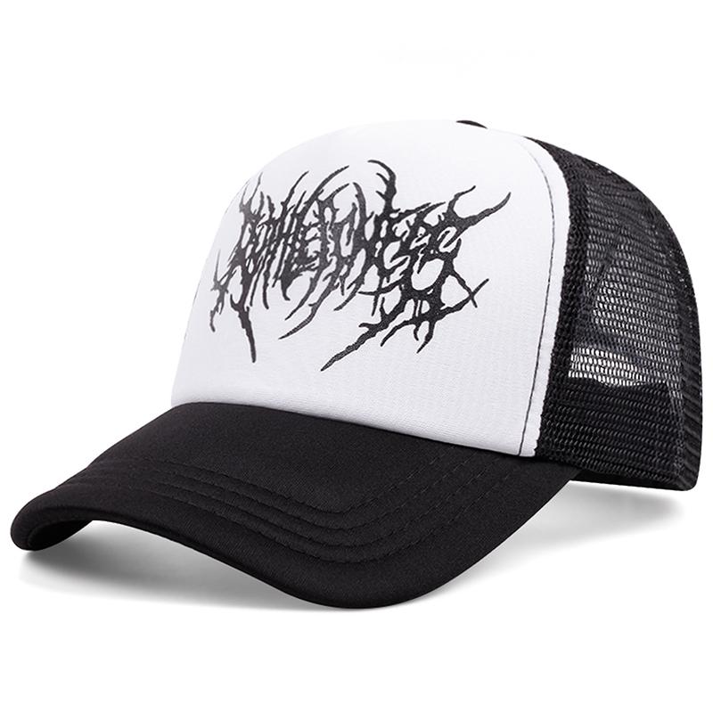 2025 Personalized New Gothic Printed Breathable Mesh Hat Outdoor Leisure Sunshade Baseball Hat Street Hip Hop Skateboarding Hat