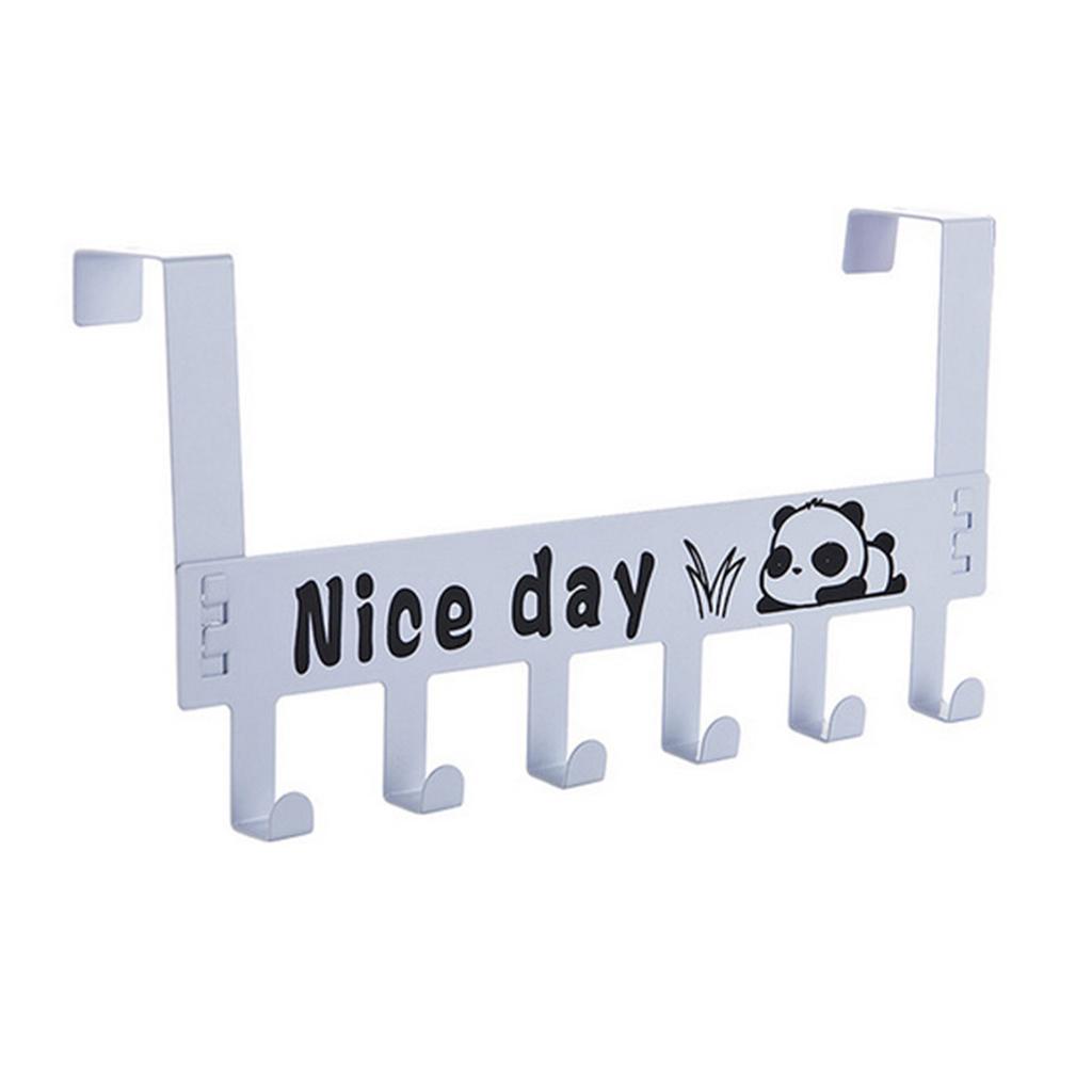 6 Hooks Over The Door Hooks Strong Load Bearing Capacity Space Saving Metal Door Hanger Hooks for Coat Hat Bag White